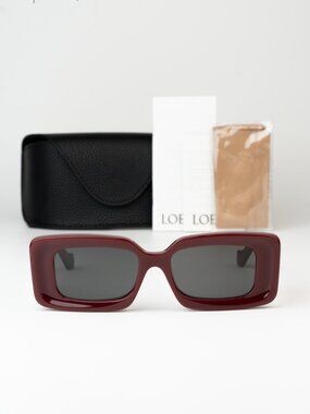Loewe Men Sunglasses Red Grey Rectangular LW40102F 66A NEW AUTHENTIC